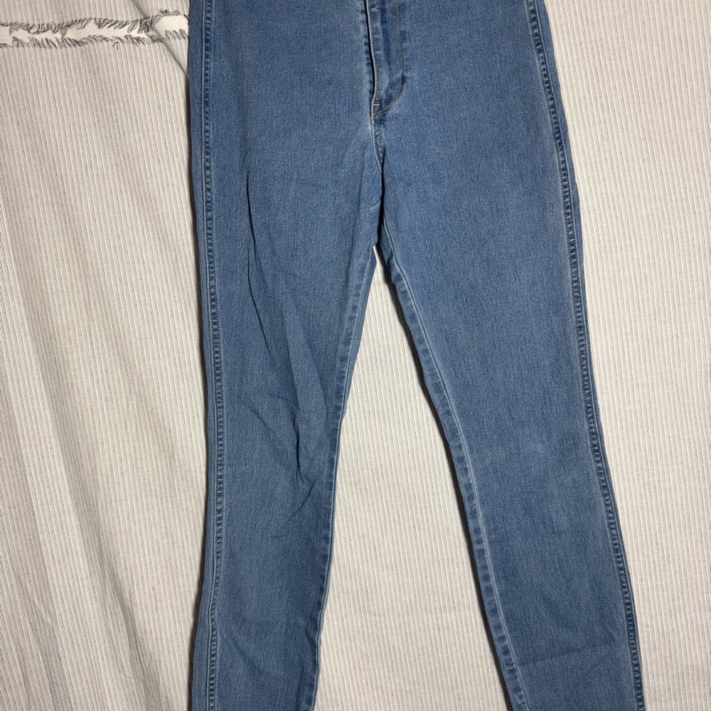 High Rise Blue Jeans with Slim Fit and Full Length
